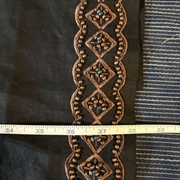 Carole Little Black Linen Dress Size 8 Boho Embroidered Sleeveless Midi Vintage - Picture 14 of 16